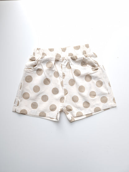 Large spot beige and cream shorts