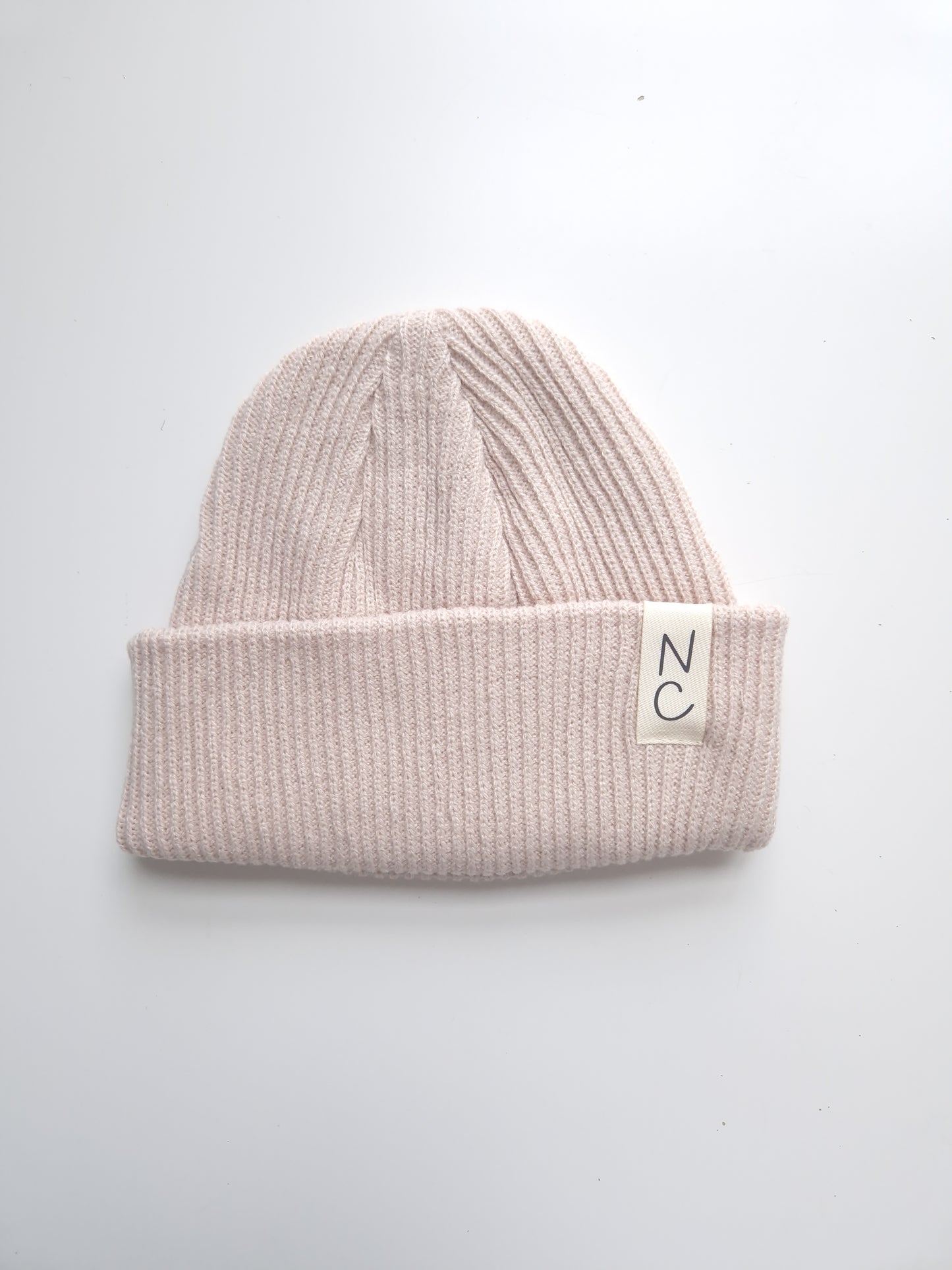 Beige ribbed beanie