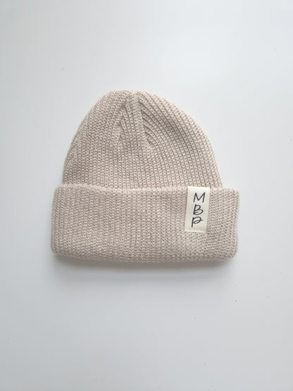 Fisherman beige ribbed beanie