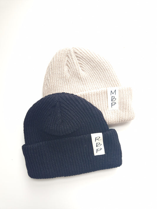 Fisherman beige ribbed beanie