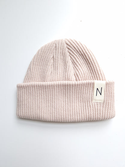 Beige ribbed beanie