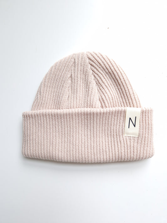 Beige ribbed beanie