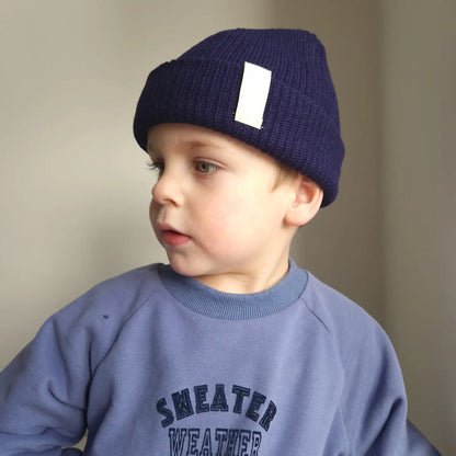 Fisherman navy ribbed beanie